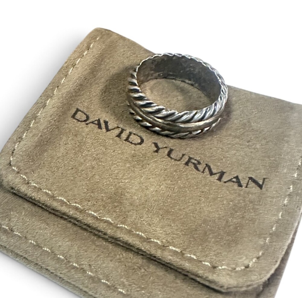 David Yurman Silver 14k Ring Sterling Rope Design w 14k Yellow Gold Center w Box